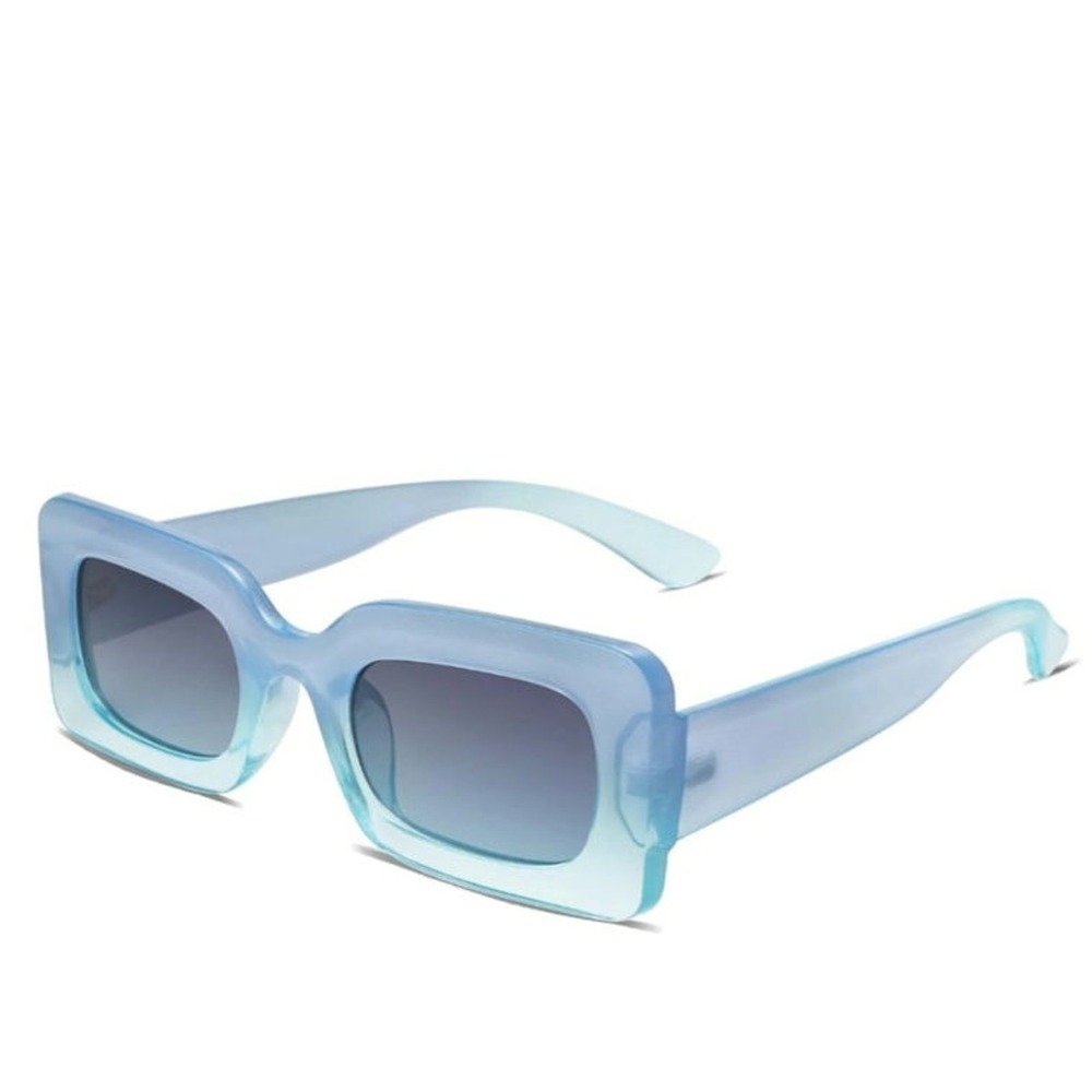 SOJOS Retro 90s Small Rectangle Sunglasses Blue Chunky UV400 Glasses S6